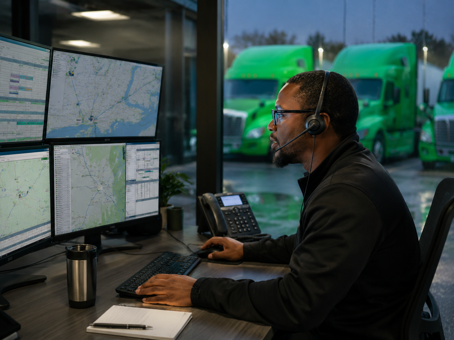 Dedicated 24/7 dispatch coordinator in front of tracking monitors